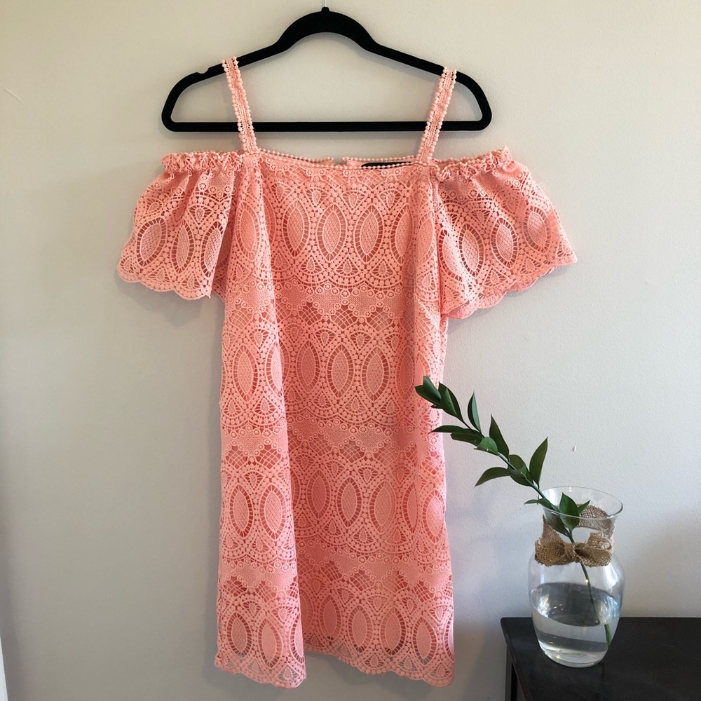White House Black Market peach off shoulder dress